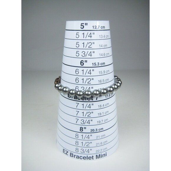 Vintage Imitation Gray Pearl Beaded Bracelet Brasstone Clasp - Picture 5 of 7